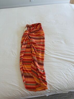 Monday Swimwear Orange Multi Twist-Front Midi Skirt